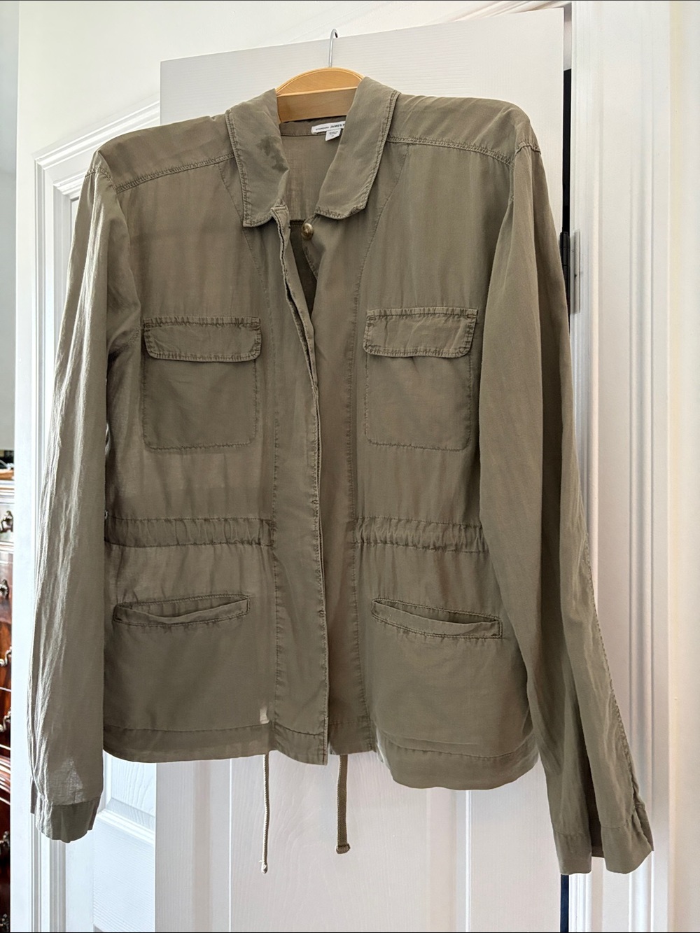 James Perse Olive Green Utility Jacket with Drawstring